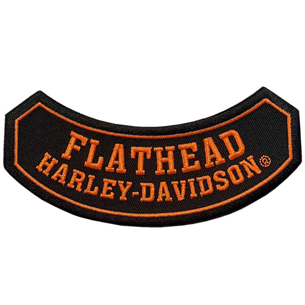 Harley-Davidson 5 in. Embroidered Flathead Rocker Emblem Sew-On Patch - Black