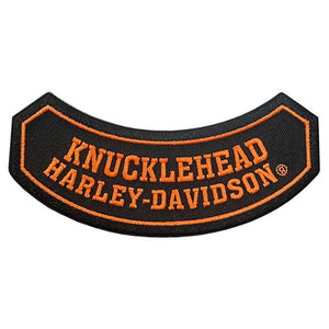 Harley-Davidson 5 in. Embroidered Knucklehead Rocker Emblem Sew-On Patch - Black