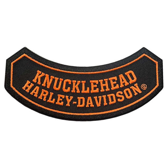 Harley-Davidson 5 in. Embroidered Knucklehead Rocker Emblem Sew-On Patch - Black