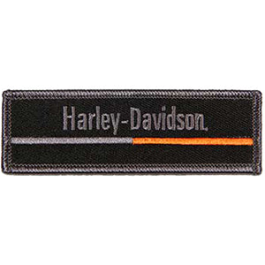 Harley-Davidson 4 in. Embroidered Minimal H-D Text Emblem Sew-On Patch, Gray
