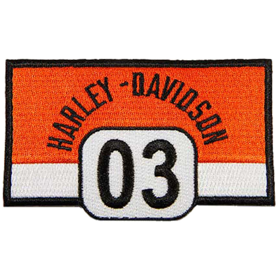 Harley-Davidson 4 in. Embroidered Bold '03 H-D Emblem Sew-On Patch - Orange