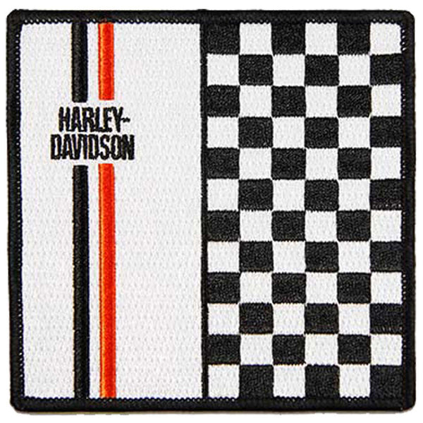 Harley-Davidson Embroidered Bold Checkered H-D Emblem 4" Sew-On Patch, Black/White