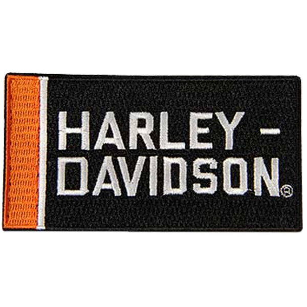 Harley-Davidson Embroidered 4 in. Bold Orange Bar Emblem Sew-On Patch, Black