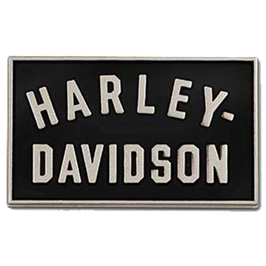 Harley-Davidson Minimal Black H-D 1.5" Metal Pin, Antique Nickel Finish