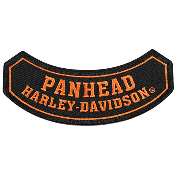 Harley-Davidson 5 in. Embroidered Panhead Rocker Emblem Sew-On Patch - Black