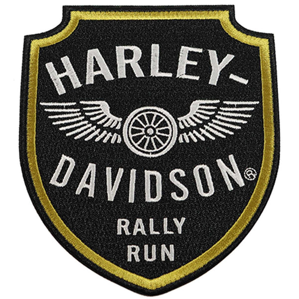 Harley-Davidson Embroidered Rally Run Emblem 4" Sew-On Patch, Black