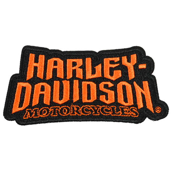 Harley-Davidson Embroidered Sharp H-D Emblem 4" Sew-On Patch, Black/Orange