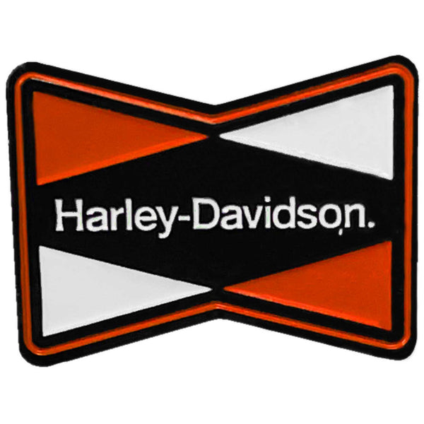 Harley-Davidson Geometry 1.25" Metal Pin, Gloss White/Orange Finish