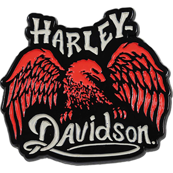 Harley-Davidson 1.5 inch. Dark Wing Eagle Metal Pin, Gloss Black/Pink Finish