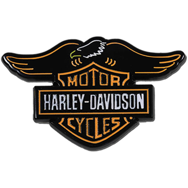 Harley-Davidson Neon Bar & Shield Eagle 1.5" Metal Pin, Gloss Black Finish