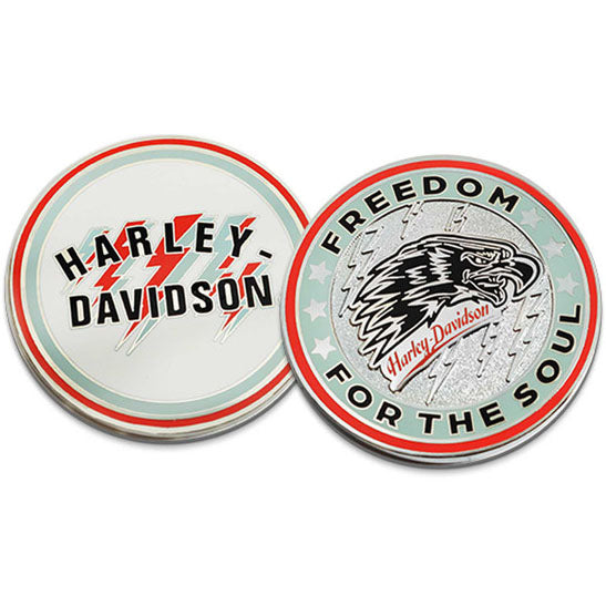 Harley-Davidson Freedom Soul Metal Challenge Coin, 1.75 inch - White/Gray