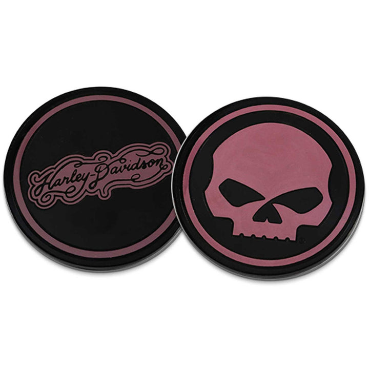Harley-Davidson Harley Curve Skull Metal Challenge Coin, 1.75 inch - Black/Pink
