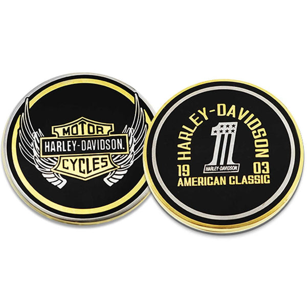 Harley-Davidson Golden One Metal Challenge Coin, 1.75 inch - Black/Gold