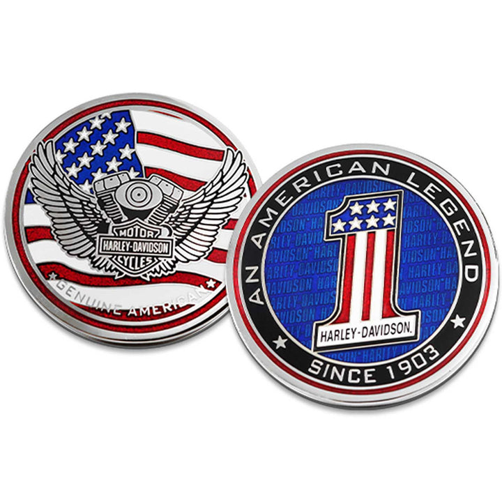 Harley-Davidson American Legend Metal Patriotic Challenge Coin, 1.75 inch