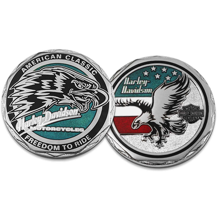 Harley-Davidson American Classic Eagle Metal Patriotic Challenge Coin, 1.75 inch