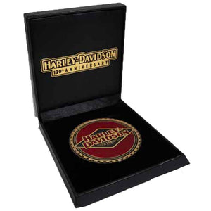 Harley-Davidson H-D 120th Anniversary Medallion Coin W/ leatherette Box, Red/Black, 8015350