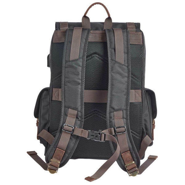 Harley-Davidson Travel Backpack, Ponderosa Ballistic & Leather USB Bag 93813/BLK
