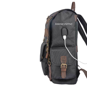 Harley-Davidson Travel Backpack, Ponderosa Ballistic & Leather USB Bag 93813/BLK