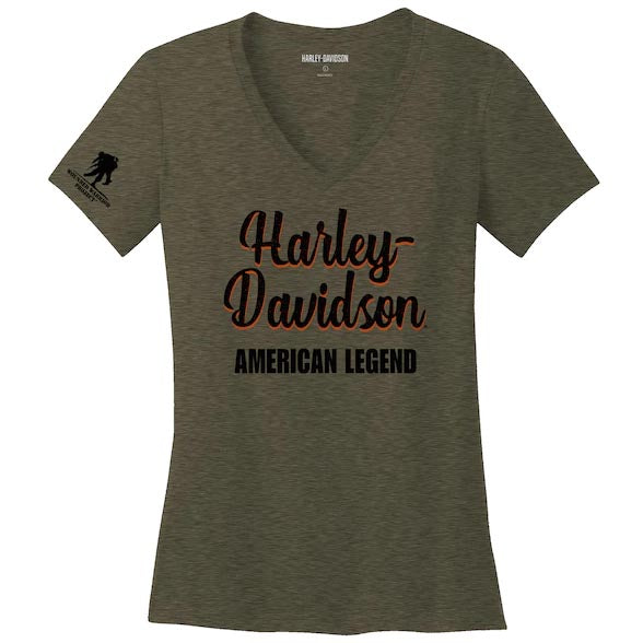 Harley-Davidson Women's Wounded Warrior Project Grape Leaf Heather V-Neck Tee 96198-23VW