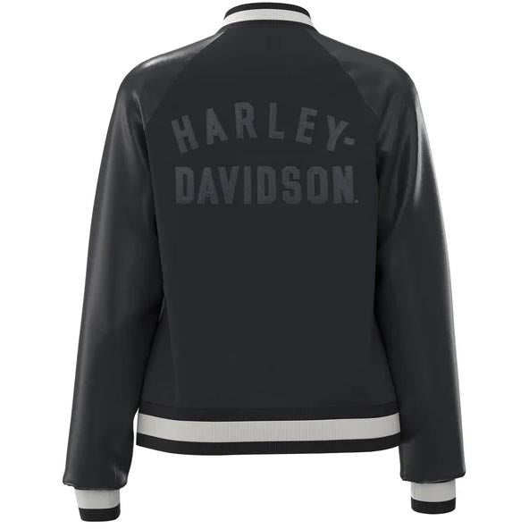 Harley Davidson Mens Varsity Jacket Black Leather Sleeves - XS / BLACK