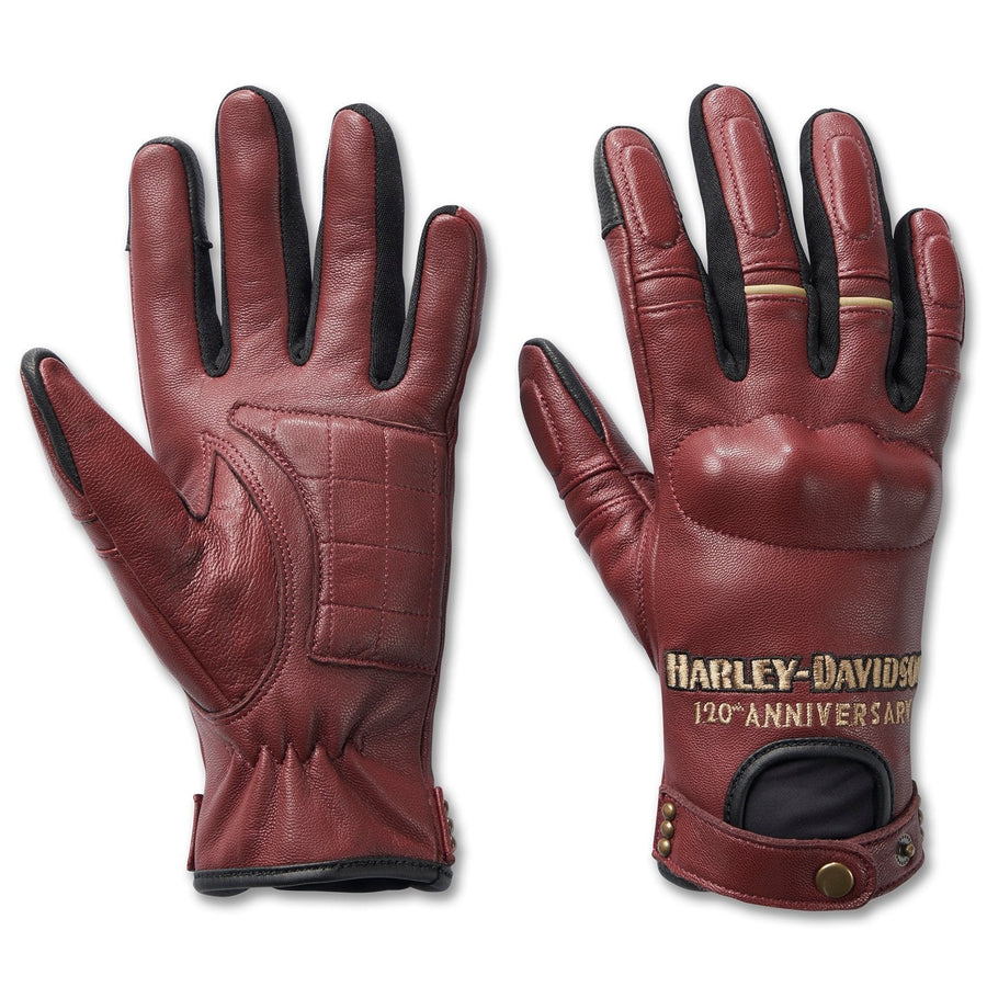 Harley-Davidson Women's 120th Anniversary Cycle Queen Leather Gloves, Red 97220-23VW