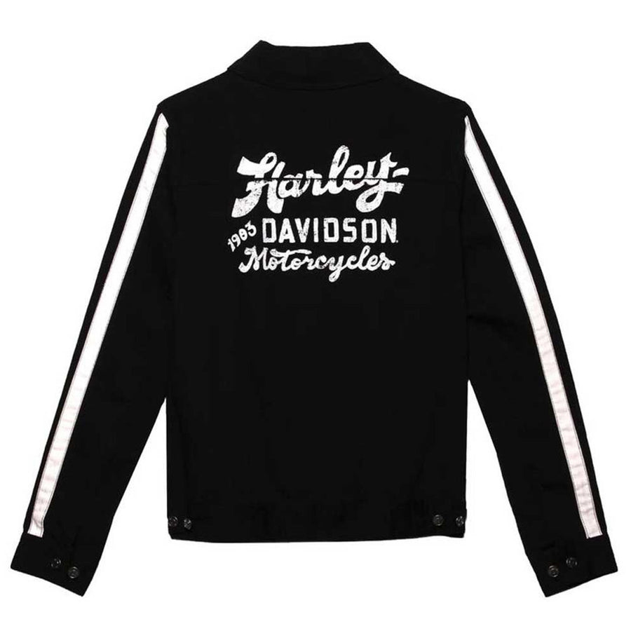 Harley-Davidson Women's Gas & Oil Sleeve Stripe Casual Jacket, Black 97430-22VW