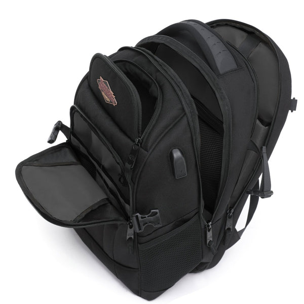 Harley-Davidson H-D 120th Anniversary "Renegade" USB Backpack with Rain Cover, Black 99208-BLK