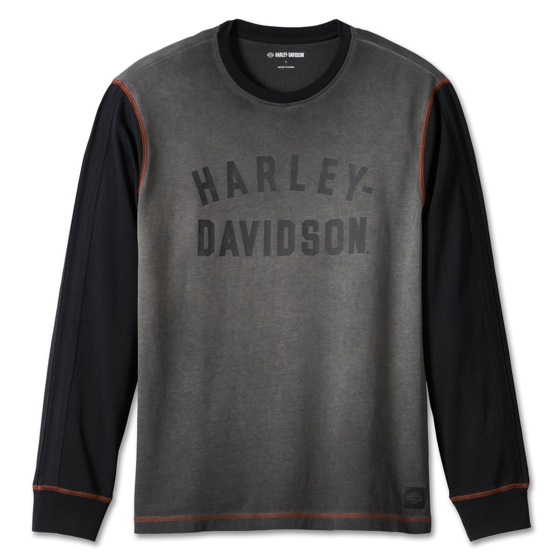 Harley-Davidson Men's Iron Bond Long Sleeve Colorblocked T-Shirt,  Gray/Black 99003-23VM