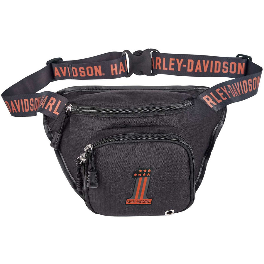 Harley-Davidson #1 Logo Adjustable Belt Bag, Water-Resistant - Black/Rust AS-99426/R1