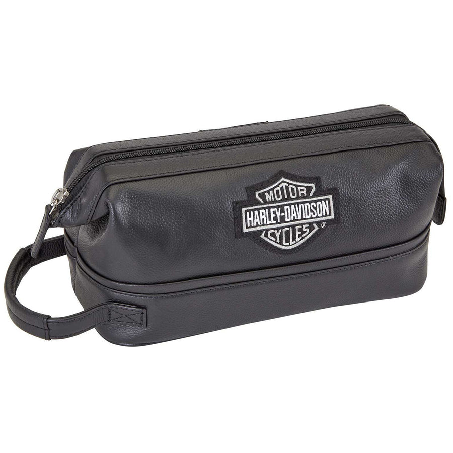 Harley-Davidson Bar & Shield Distressed Leather Toiletry Kit 99609 Black