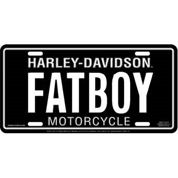 Harley-Davidson Scripted Fat Boy, 6"x 12" Car License Plate, Black CG1863