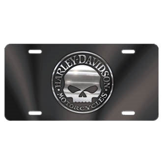 Harley-Davidson Willie-G Skull Acrylic 6 x 12 Licensed Plate Tag, Black CG2026