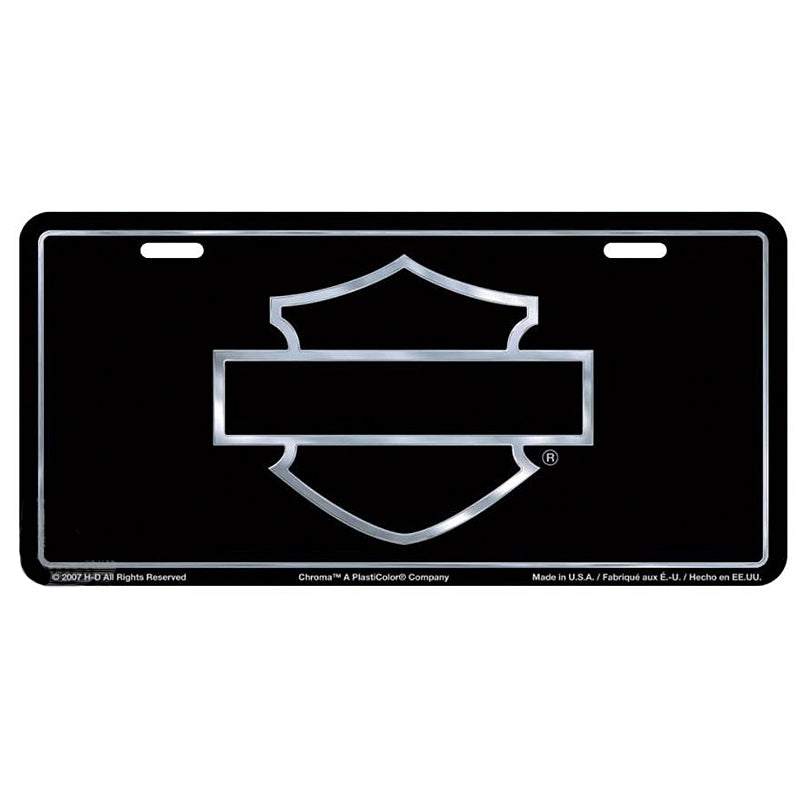 Black Front License Plate Silver-Tone B&s Silhouette CG2103