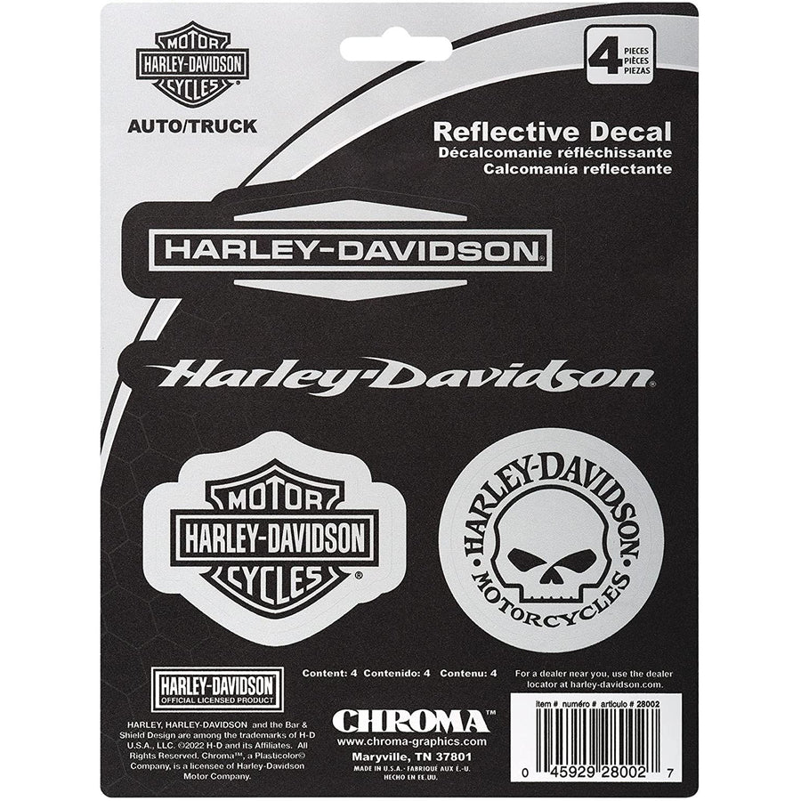 Harley-Davidson 4pc Script and Logo's on Silver Background Decal Kit CG28002
