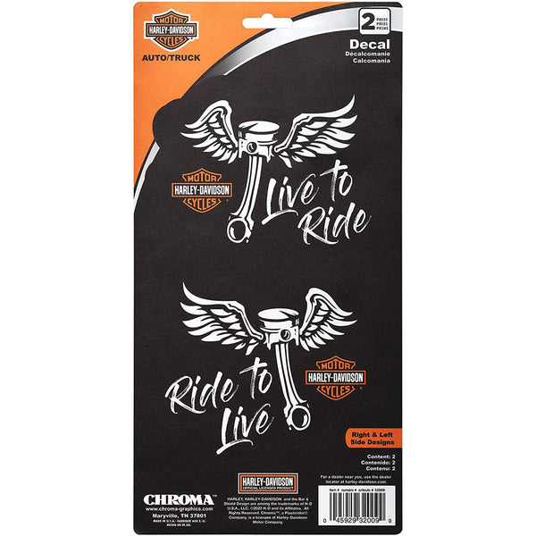 Harley-Davidson 2pc B&S with Winged Piston Live to Ride Script Decal Kit CG32009