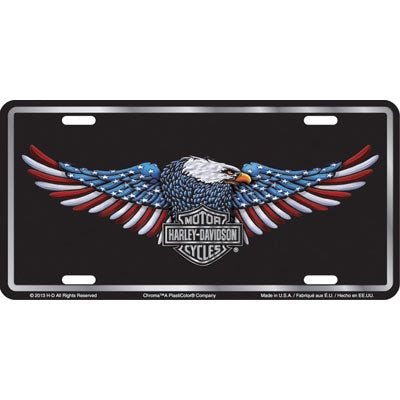 Harley-Davidson RWB Patriotic Eagle 6" x 12" License Plate, BlackCG55000