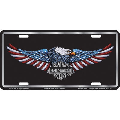 Harley-Davidson RWB Patriotic Eagle 6" x 12" License Plate, BlackCG55000
