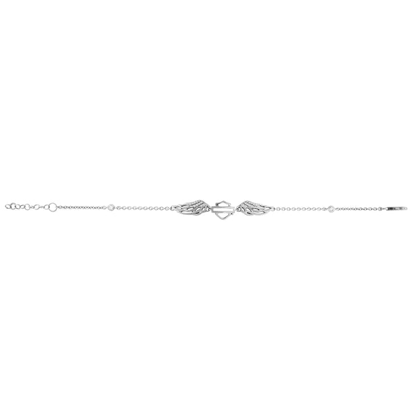 Women's Bracelet Bar & Shield Bling Wing Sterling Silver Bracelet HDB0311