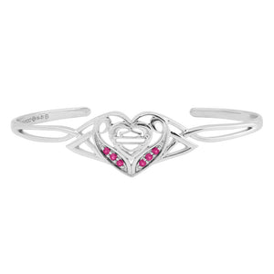 Women's Celtic Bling B&S Heart Cuff Sterling Silver Bracelet HDB0401