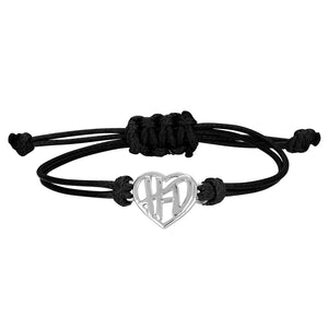 Women's H-D Heart Wax Adjustable Cord Black Bracelet HDB0422