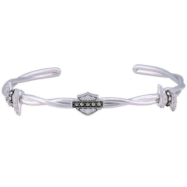 Women's Bling Barb Wire Cuff Sterling Silver Bracelet HDB0432