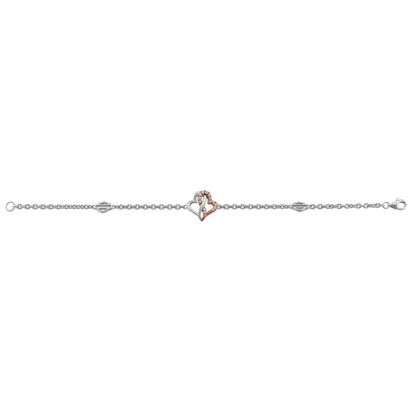 Women's Sterling Silver White & Rose Gold Bling Infinity Hearts Bracelet HDB0464