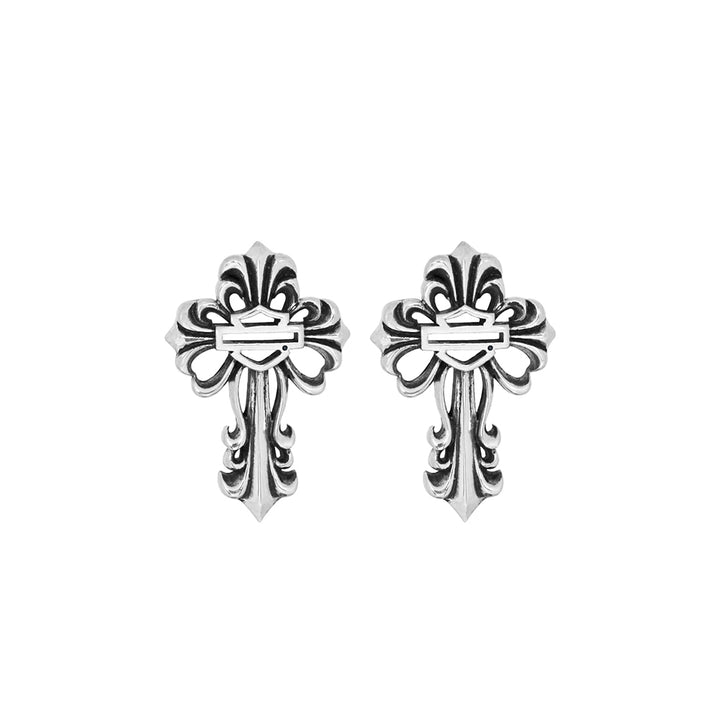 Women's Filigree Bar & Shield Cross Post Earrings HDE0310