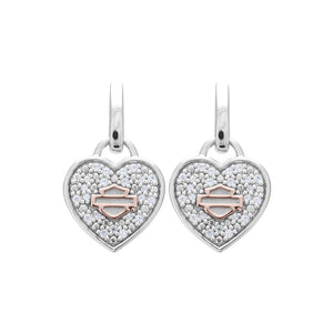 Women's Bling Heart with Rose Gold Bar & Shield Dangle Earrings HDE0503