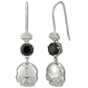 Harley-Davidson Women's Sterling Silver Skull & Stone Drop Earrings HDE0519