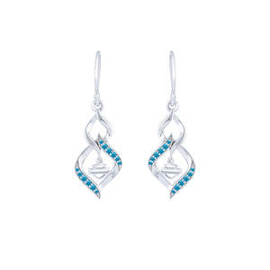 Women's Interlock Blue Bling Stone Drop Earrings HDE0552