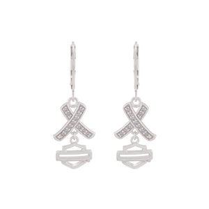 Women's Criss Cross Crystal B&S Drop Sterling Silver Earrings HDE0576