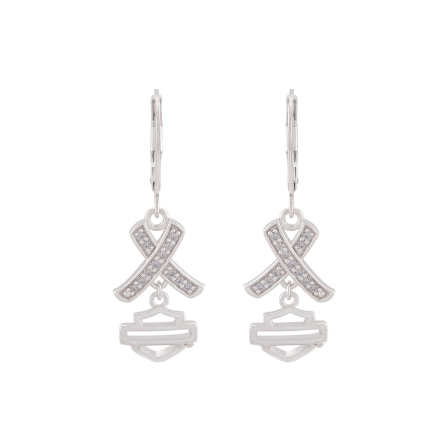 Women's Criss Cross Crystal B&S Drop Sterling Silver Earrings HDE0576
