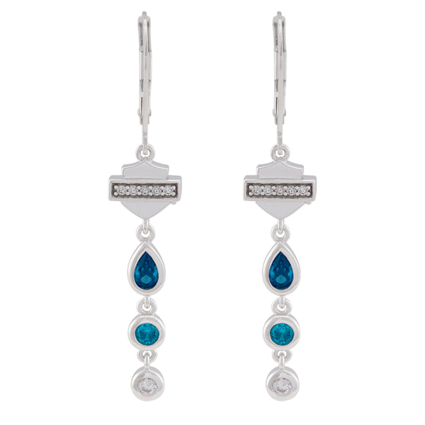 Women's Sterling Silver Blue Garland Stone B&S Drop Earrings HDE0580