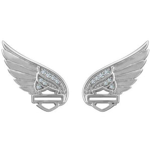 Women's Sterling Silver Bling Wing Bar & Shield Post Earrings HDE0582